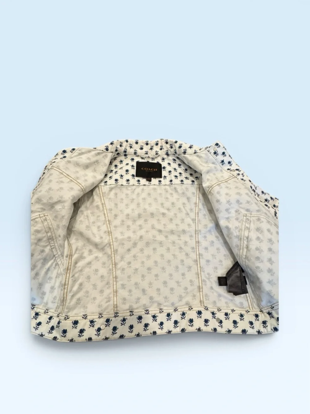 Coach Denim Badlands White Floral Cropped Jacket - Picture 4 of 8